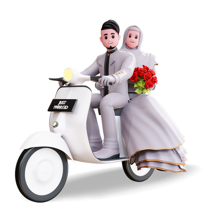 Pose de fotografia de casal na bicicleta  3D Icon