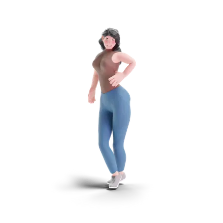 Menina De Cabelos Compridos Em Pe Pose Em Fundo Transparente Ilustracao 3 D 3D Illustration