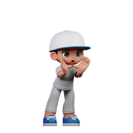 Garoto fofo fazendo pose de grito  3D Icon