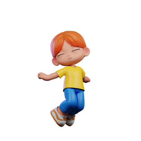 Pose de menino fofo pulando no ar  3D Illustration