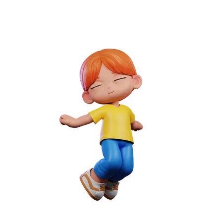 Pose de menino fofo pulando no ar  3D Illustration