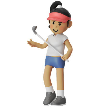 Fille en posture de golf  3D Illustration