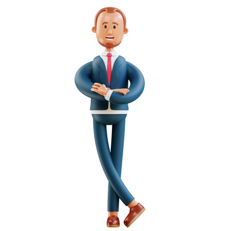 Pose de hombre de negocios con los brazos cruzados  3D Icon