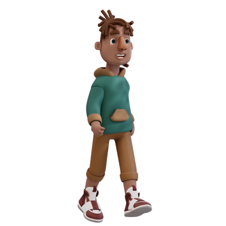 Hombre joven caminando hacia la derecha  3D Illustration