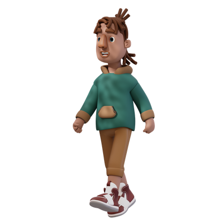 Pose de hombre joven caminando hacia la izquierda  3D Illustration