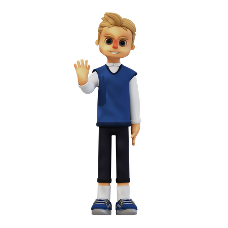 Pose de saludo de un joven  3D Illustration