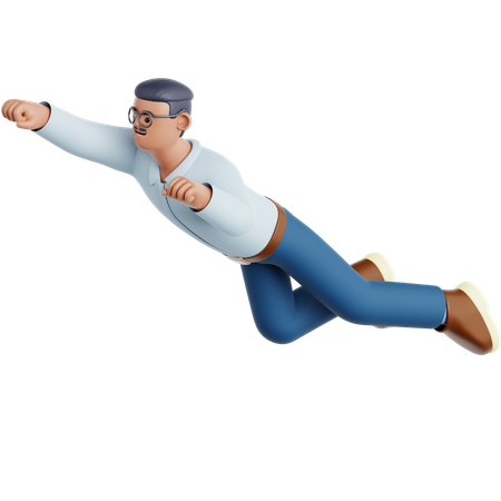 Hombre volando pose  3D Illustration