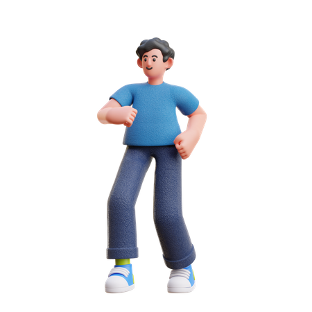 Macho em pose de caminhada  3D Illustration