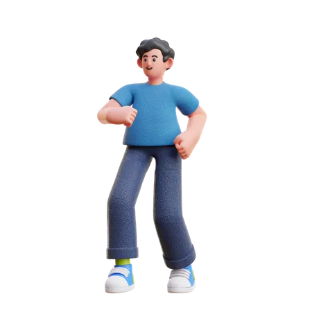 Macho em pose de caminhada  3D Illustration