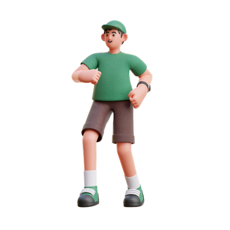 Macho em pose de caminhada  3D Illustration