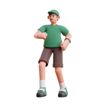 Macho em pose de caminhada  3D Illustration