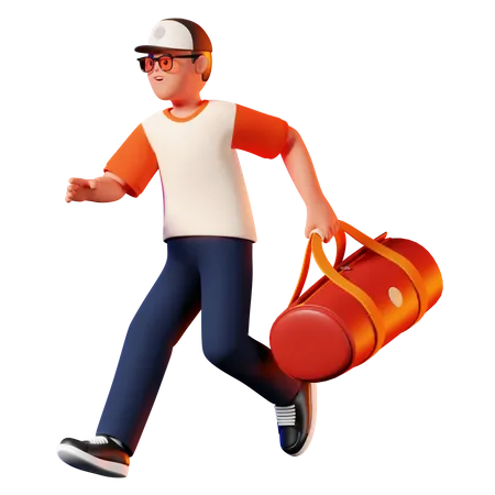 Pose de homem carregando uma bolsa  3D Illustration