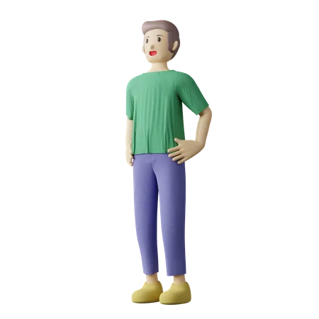 Homem casual com as mãos na cintura  3D Illustration