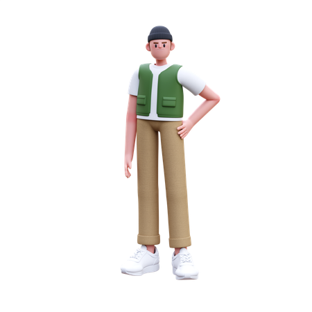 Homem fazendo pose em pé  3D Illustration