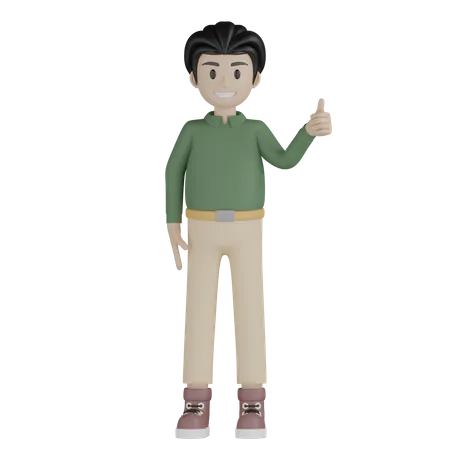 Homem dando pose de polegar para cima  3D Illustration