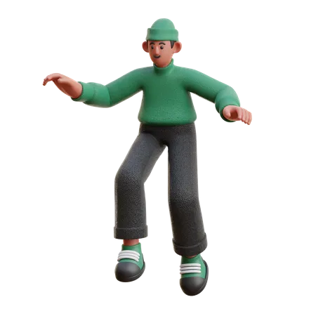 Homem fazendo pose de salto  3D Illustration