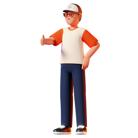 Homem fazendo pose de polegar para cima  3D Illustration