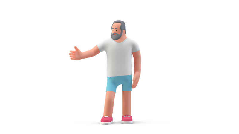Homem em pose de aperto de mão  3D Illustration