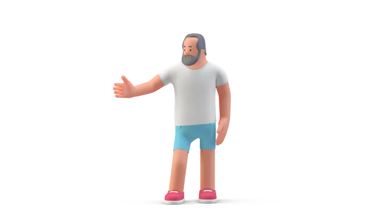 Homem em pose de aperto de mão  3D Illustration