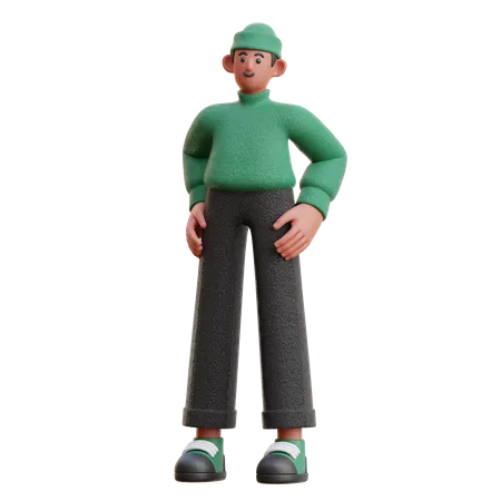 Pose de homem em pé  3D Illustration