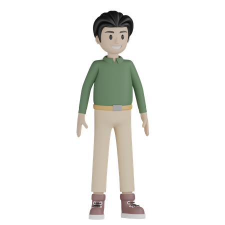 Homem feliz fazendo pose em pé  3D Illustration