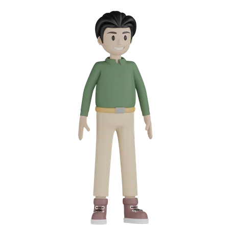 Homem feliz fazendo pose em pé  3D Illustration