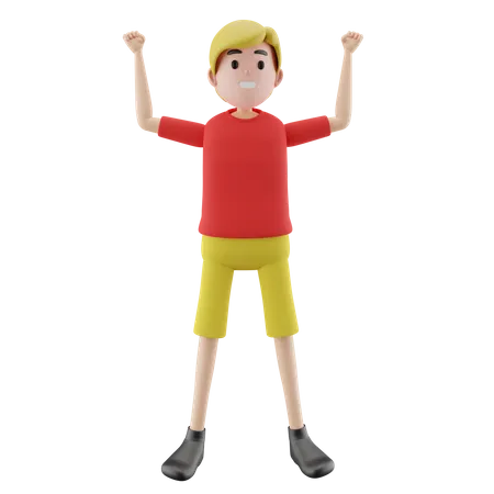 Homem levantando pose de mão  3D Illustration
