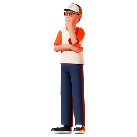 Homem pensando pose  3D Illustration