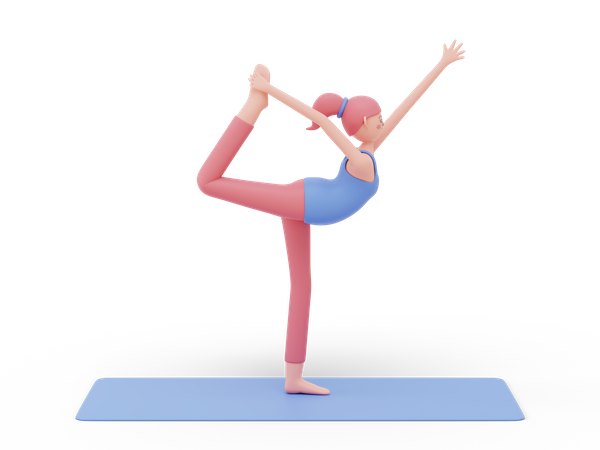 Pose de ioga de dançarina  3D Icon