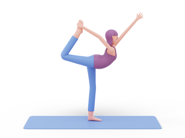 Pose de ioga de dançarina  3D Icon