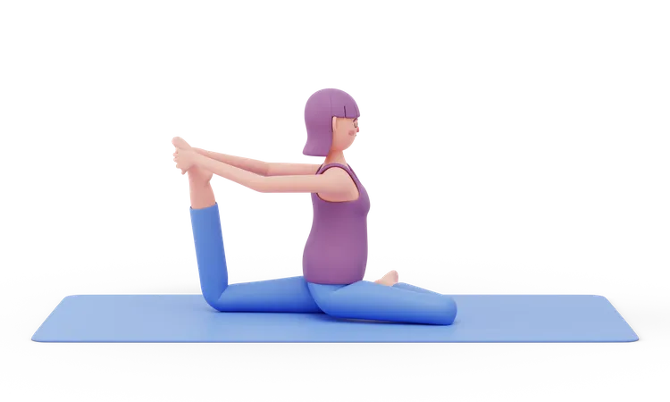 Pose de ioga de pombo de uma perna  3D Illustration