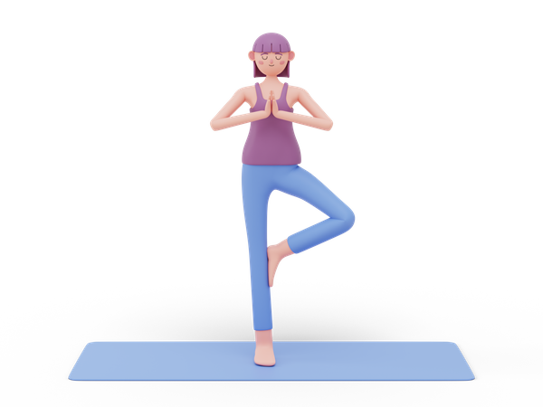 Pose de ioga na árvore  3D Icon