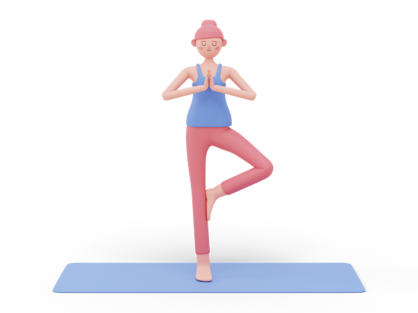 Pose de ioga na árvore  3D Icon