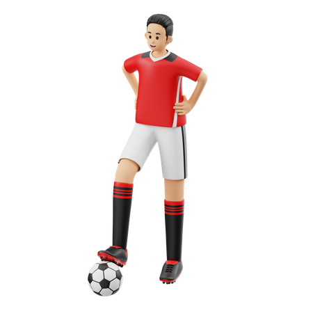 Pose de jogador de futebol em pé  3D Illustration