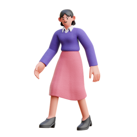 Pose de marche féminine  3D Illustration