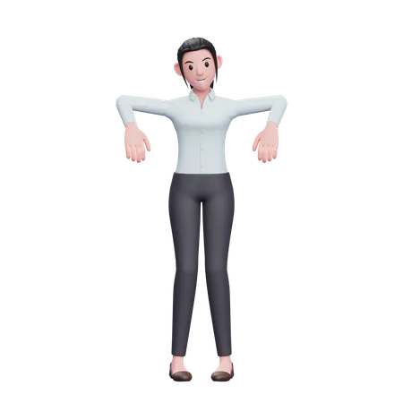 Linda garota em pose de marionete  3D Illustration