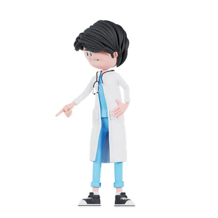 Pose de médico apontando para a direita  3D Illustration