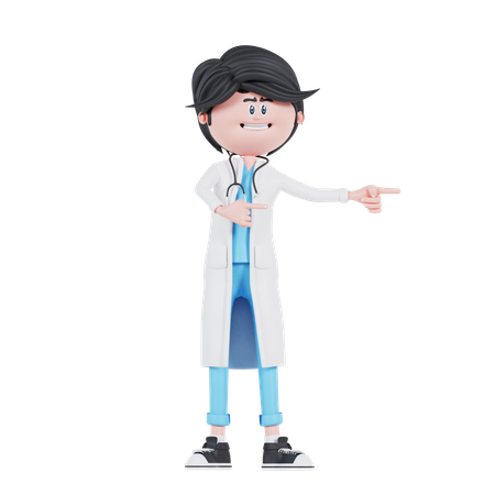 Pose de médico apontando para a esquerda  3D Illustration