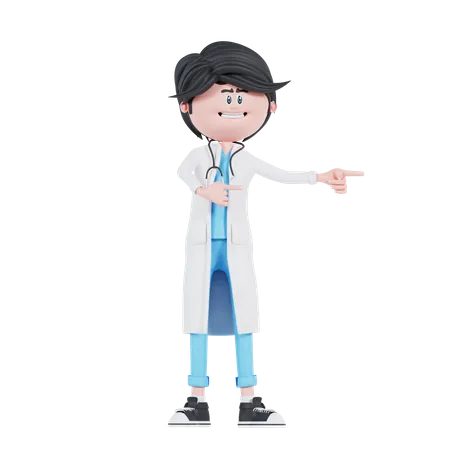 Pose de médico apontando para a esquerda  3D Illustration