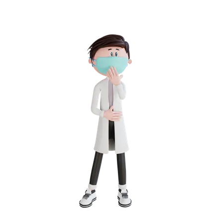 3 D Personagem Medico Pensando Pose Ilustracao Objeto 3D Illustration
