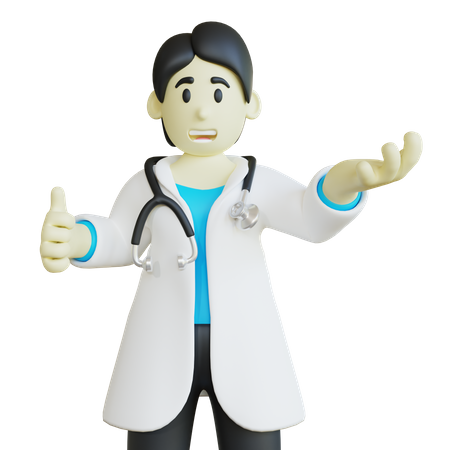 Médico com pose de polegar para cima  3D Illustration