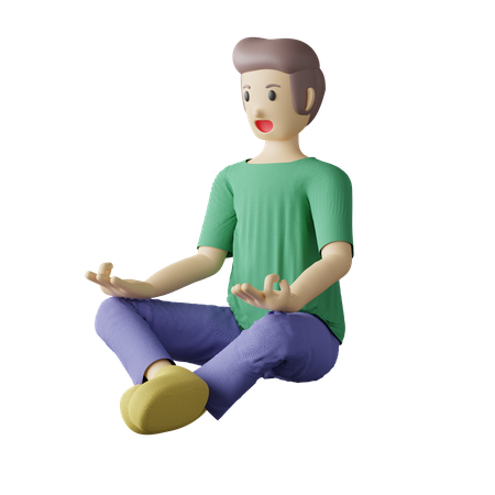 Pose de meditação de pessoa casual  3D Icon