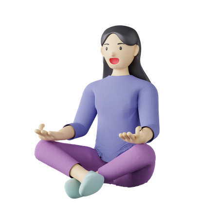 Postura de meditación femenina casual  3D Illustration