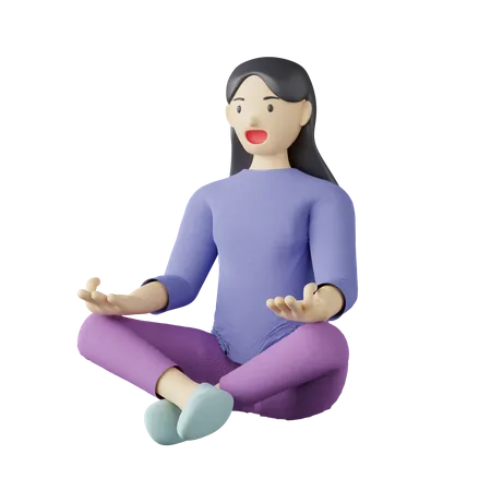 Postura de meditación femenina casual  3D Illustration