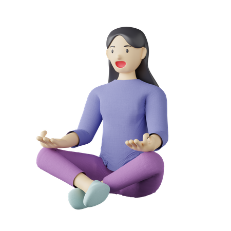 Pose de méditation féminine décontractée  3D Illustration