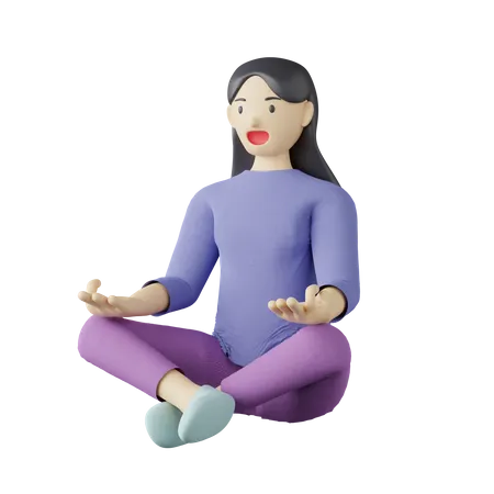 Pose de méditation féminine décontractée  3D Illustration