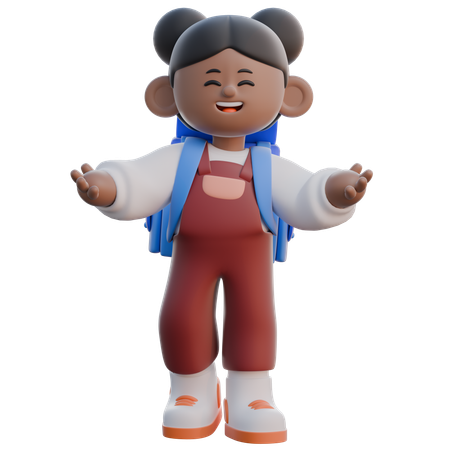 Pose de menina com braços abertos  3D Illustration