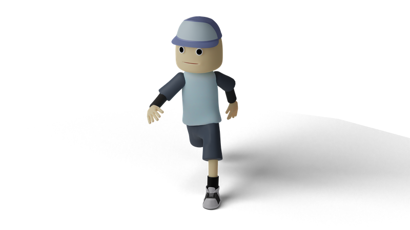 Menino em pose de caminhada  3D Illustration