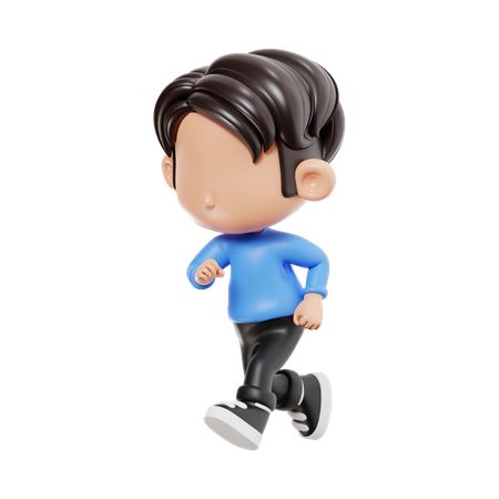 Menino correndo pose  3D Illustration