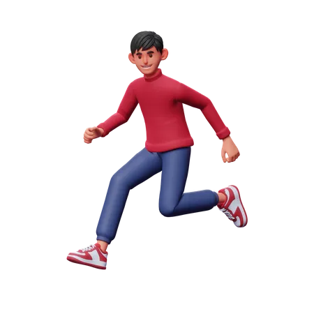 Menino correndo pose  3D Illustration